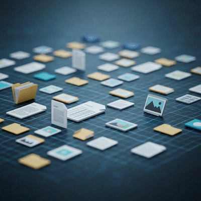 Personal and business data recovery concept with digital files and folders