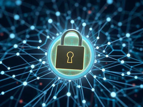 Digital lock icon representing ransomware protection and data security